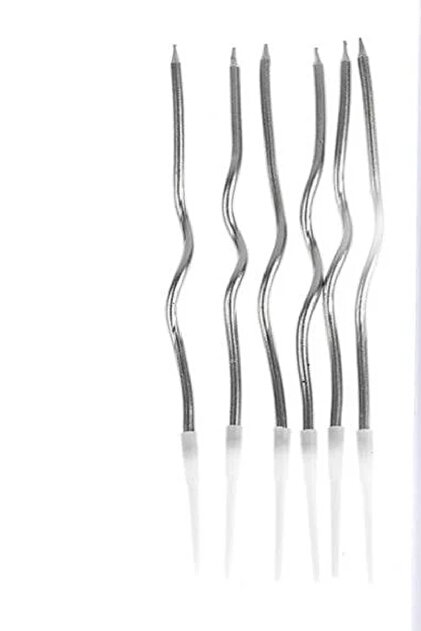 İthal 15 cm Kıvrımlı Silver Mum