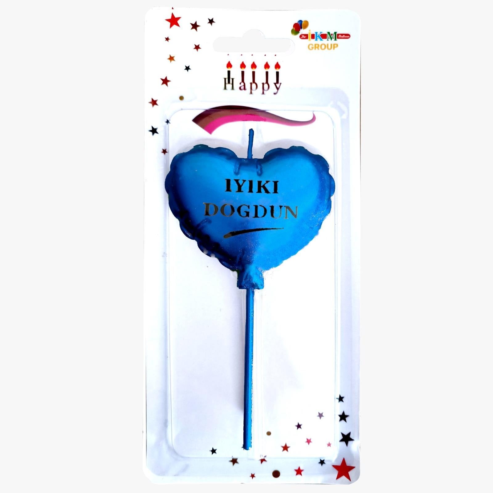İyiki Doğdun Kalp Mavi Mum