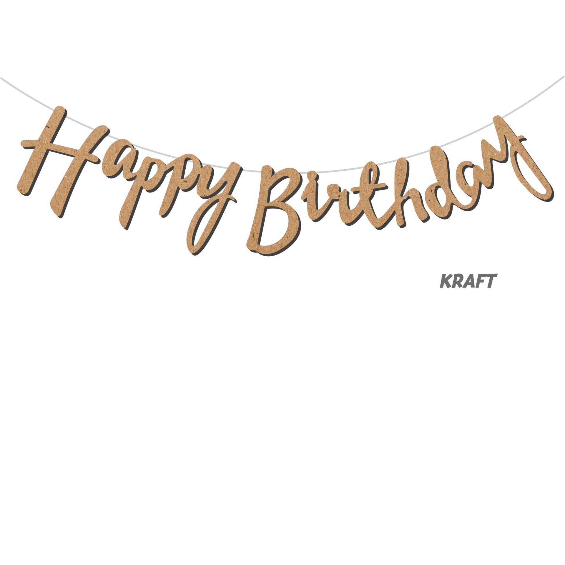 Kaligrafi Banner Kraft Happy Birthday