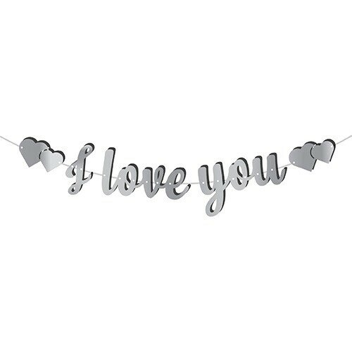 Kaligrafi Banner Silver I Love You