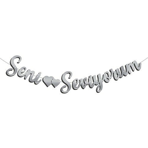 Kaligrafi Banner Silver Seni Seviyorum