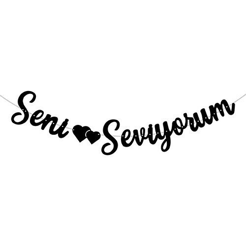 Kaligrafi Banner Siyah Seni Seviyorum