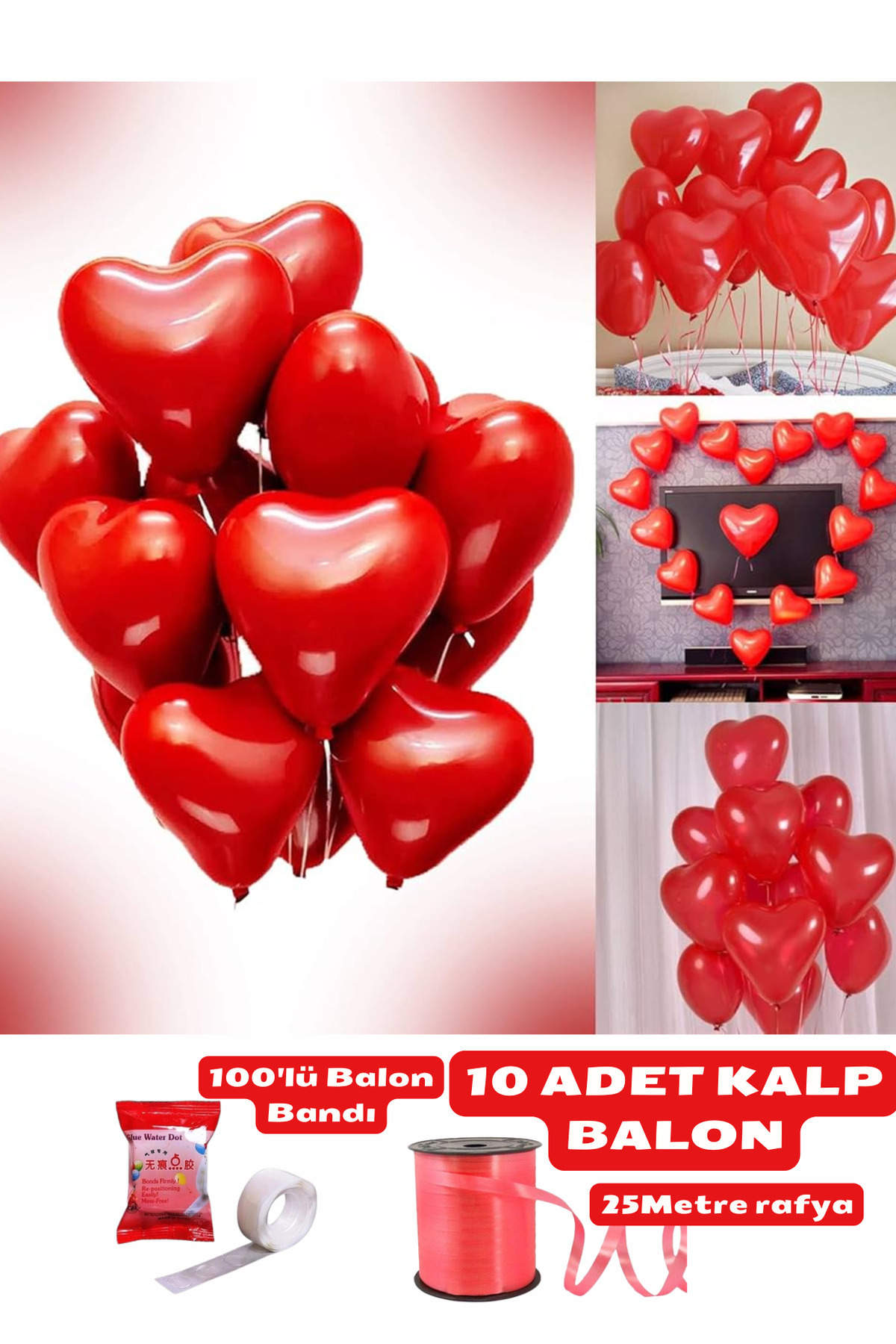 Kalpli Balon 10 Adet Hava ve helyum ile uyumlu sevgililer günü sevgiliye