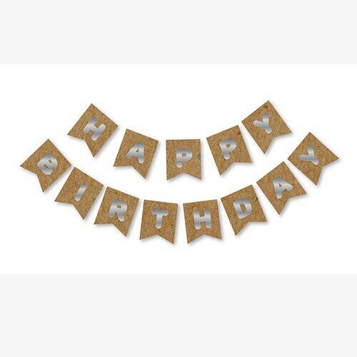 Kraft Silver Happy Yaldızlı Banner