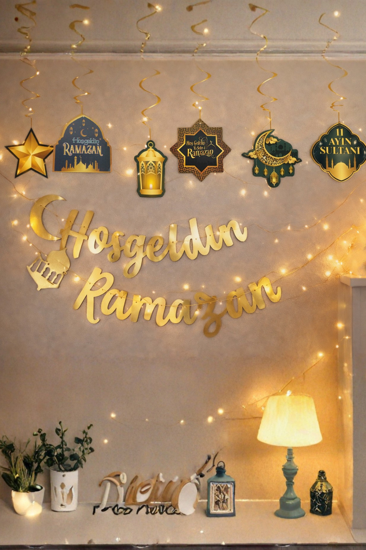 Led Işıklı Hoşgeldin Ramazan Yazılı Ramazan Bayramı Tavan Süsü 11 Ayın Sultanı dini
