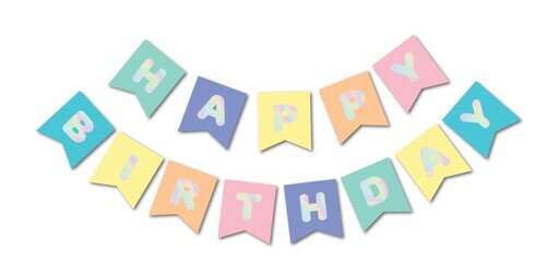 Makaron Happy Birthday Yaldızlı Banner