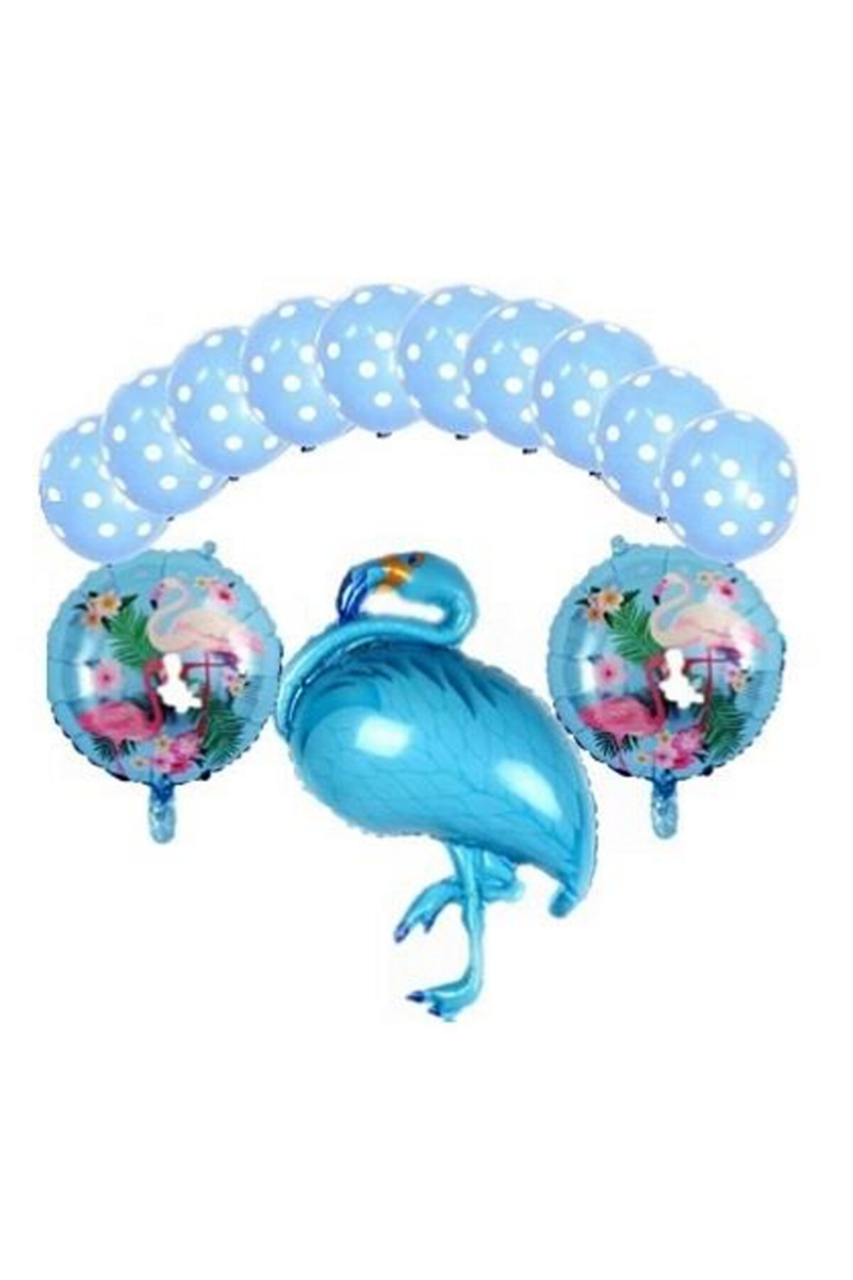 mavi flamingo balon seti hava ve helyum ile uyumlu