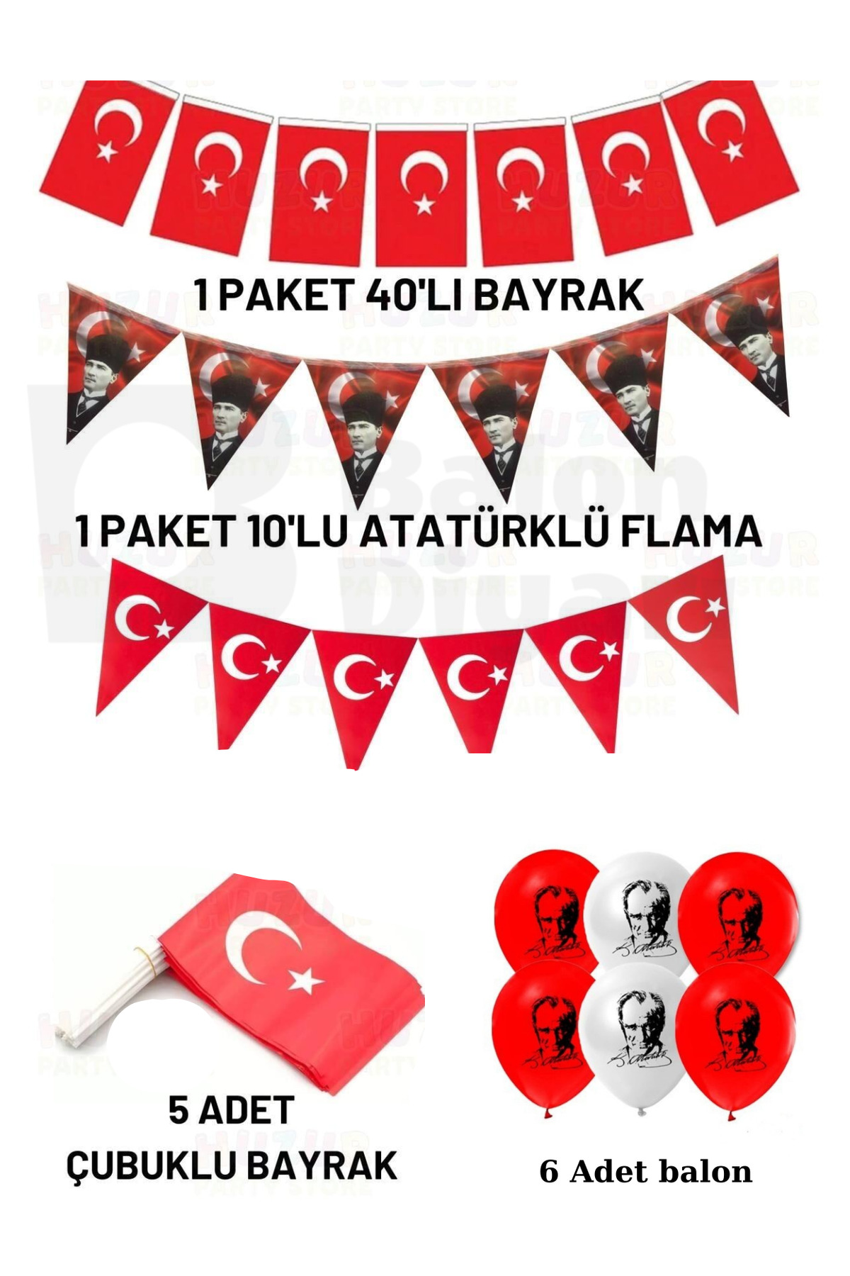 Milli Bayram 23 nisan Süsleme Paketi Bayrak Türk Bayrak Flama atatürk