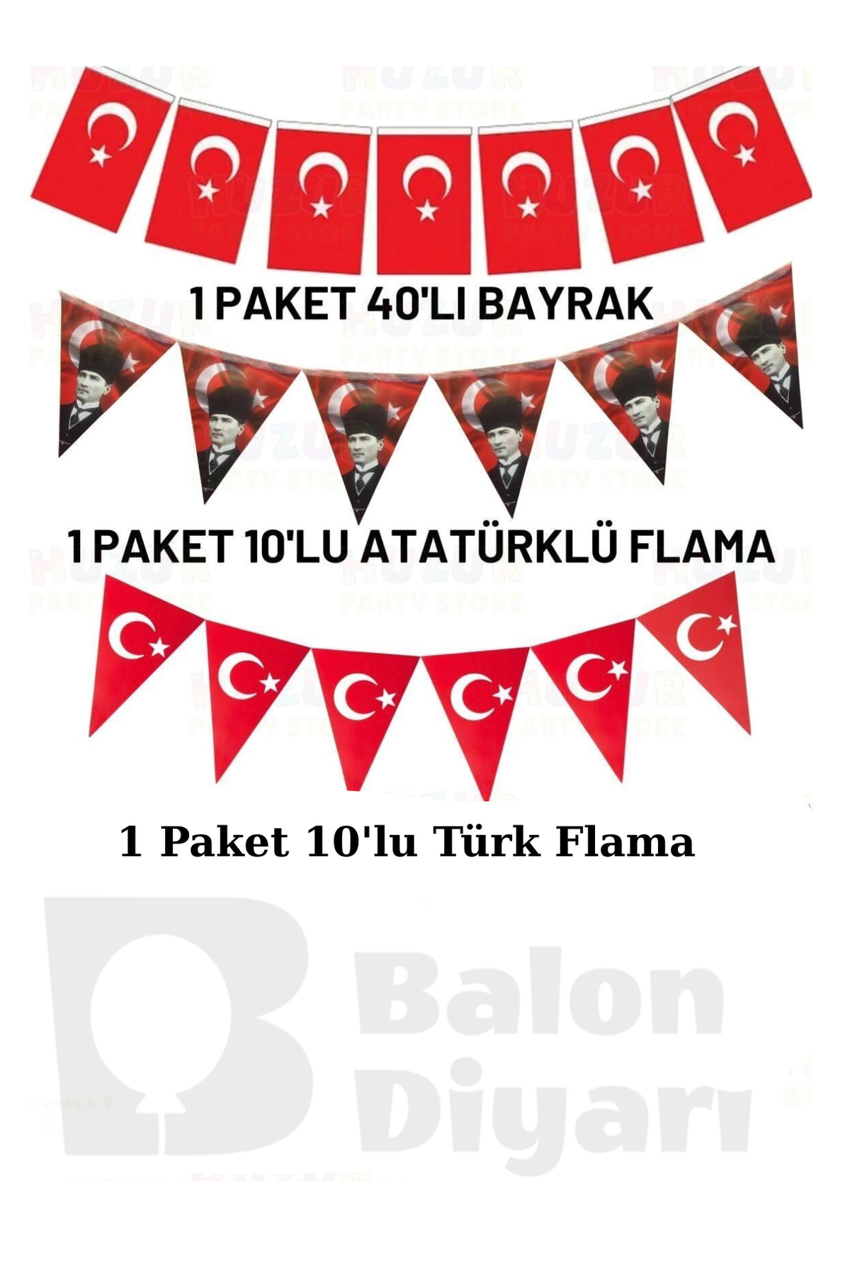 Milli Bayram 23 nisan Süsleme Paketi Bayrak Türk Bayrak Flama atatürk flama 60 parça