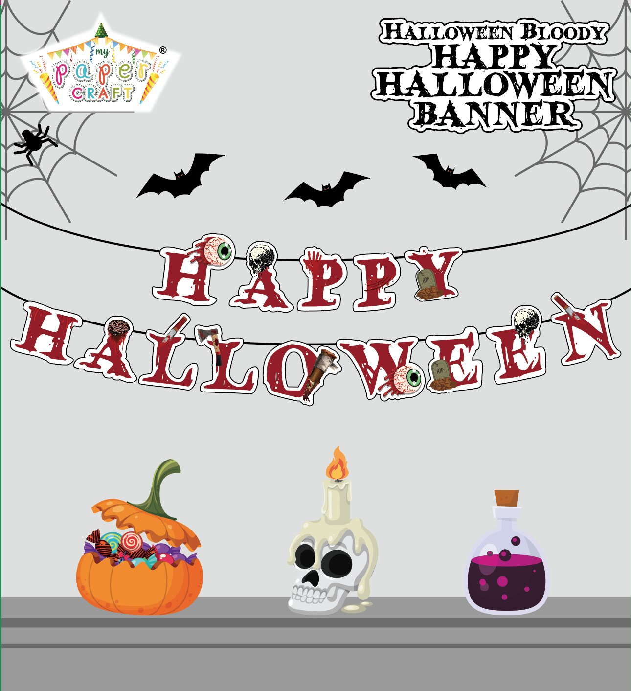 Özel Kesim Banner Happy Halloween Bloody