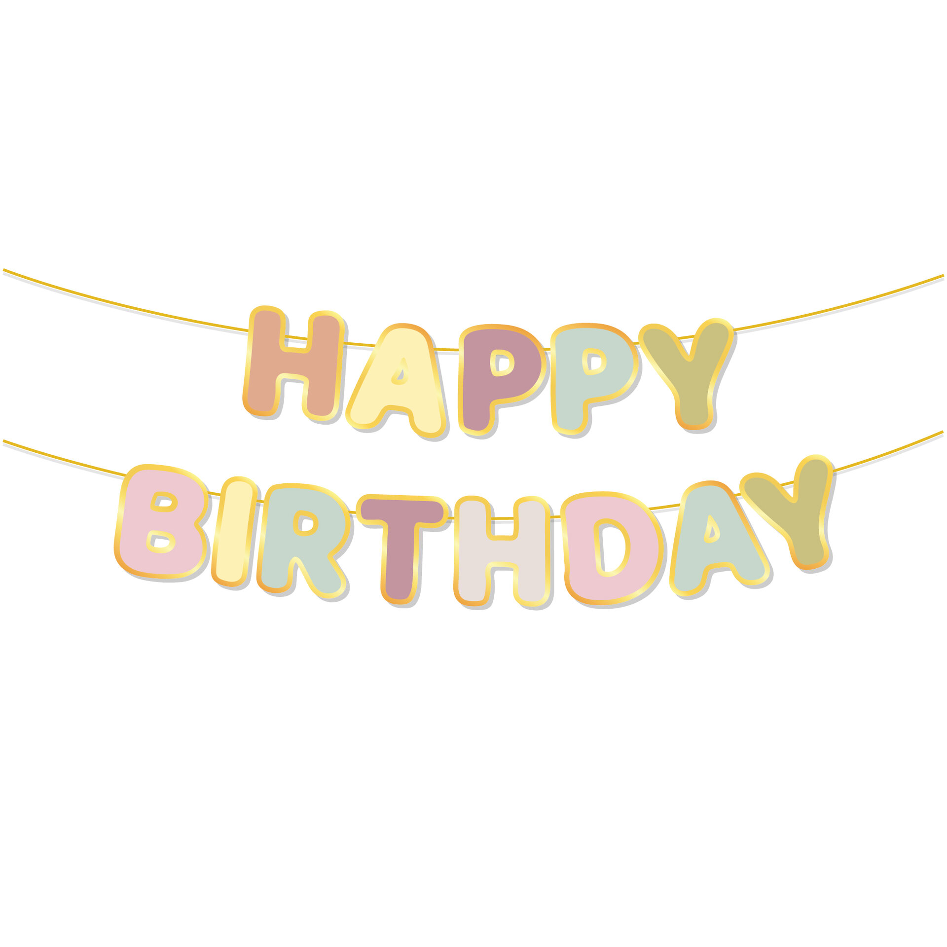 Özel Kesim Makaron Happy Birthday Banner
