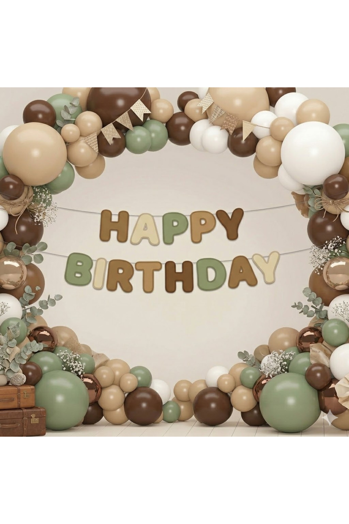 Özel Kesim Retro Kahve Banner Happy Birthday – Doğum Günü Yazısı Kaliteli