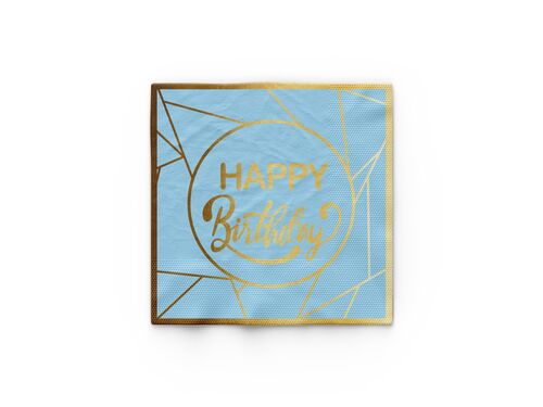 Peçete Mavi Happy Birthday Gold 16'lı