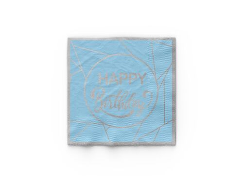 Peçete Mavi Happy Birthday Silver 16'lı