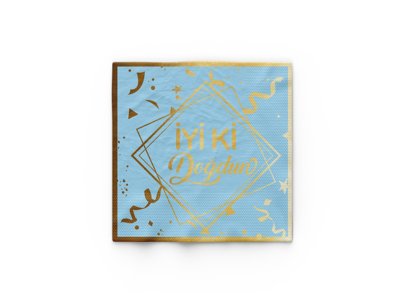 Peçete Mavi İyi Ki Doğdun Gold 16'lı