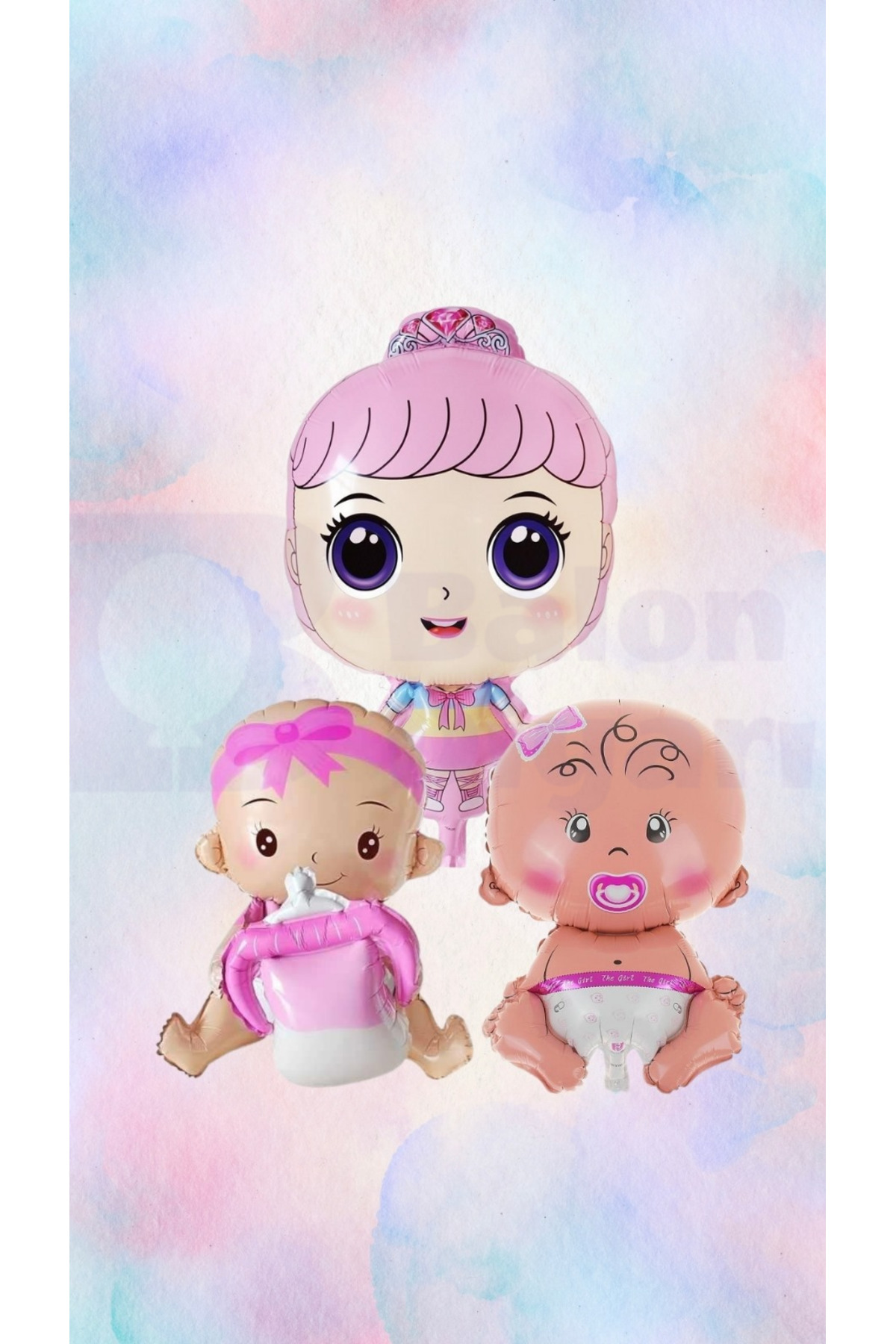 Pembe Bebek ve Kız Karakter Folyo Balon Seti – Sevimli ve Eğlenceli