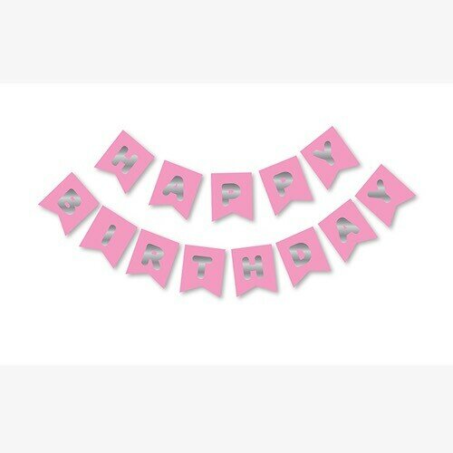 Pembe Silver Happy Yaldızlı Banner
