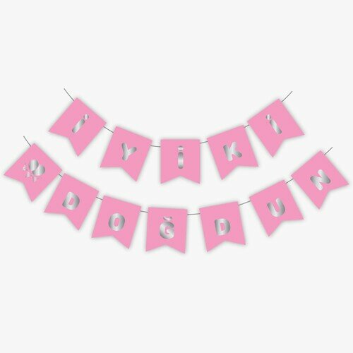 Pembe Silver İyi Ki Doğdun Yaldızlı Banner