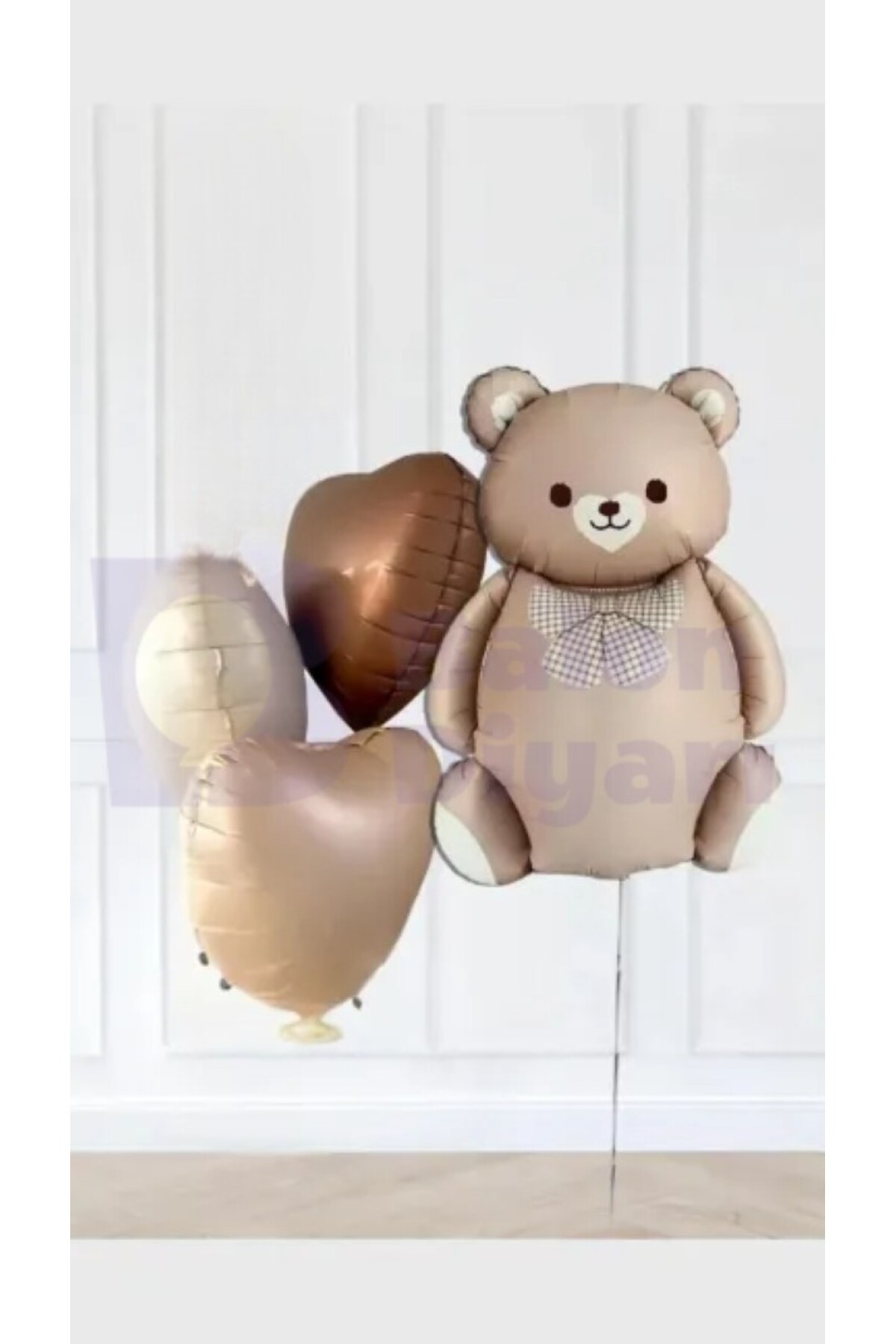 Retro Ayıcık ve Kalpli Balon Seti