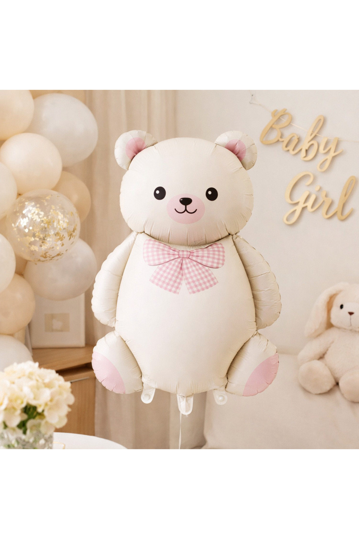 Retro Sevimli Ayı Balon Büyük Boy Teddy Bear Folyo Balon Baby Shower Doğum Günü Dekor