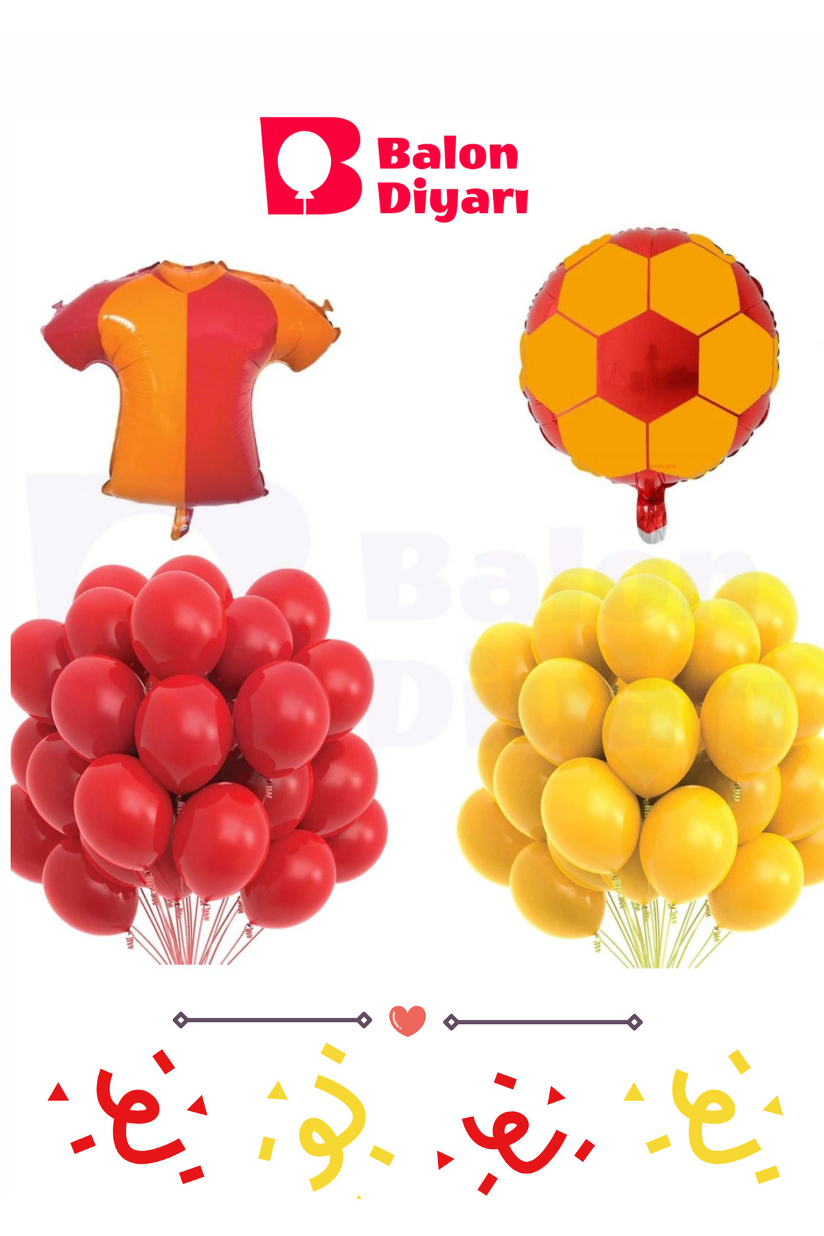 Sarı Kırmızı Taraftar Temalı Balon Seti 20 Adet Balon Forma Balon Aslan Balon
