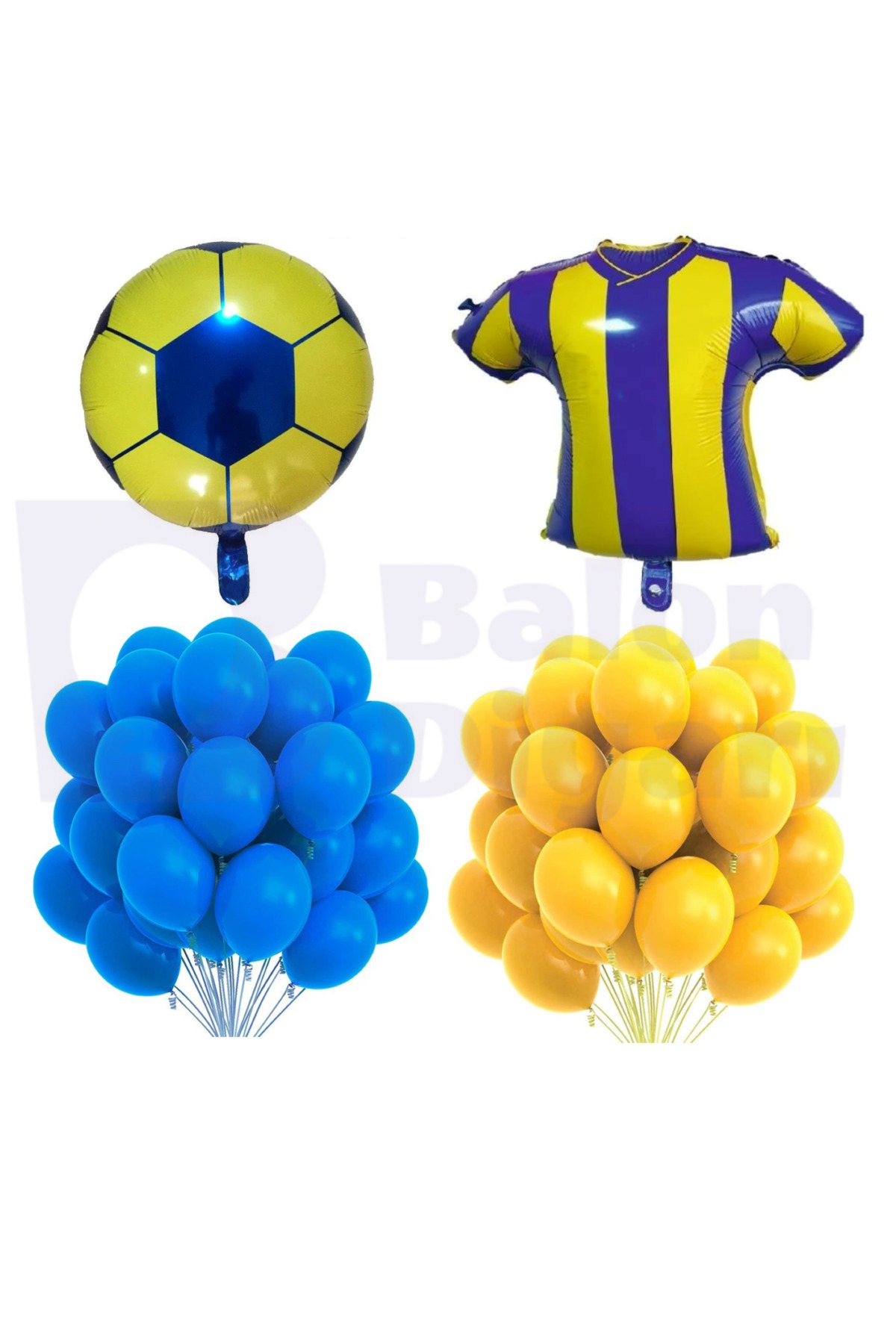 Sarı Lacivert Taraftar Temalı Balon Seti 10 Adet Sarı 10 Adet Lacivert Forma Ve Top