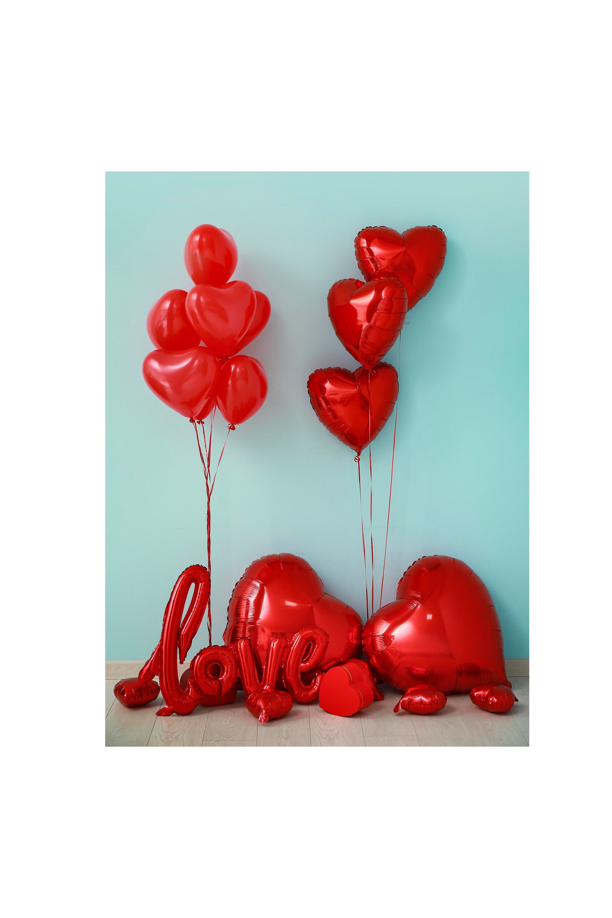 Sevgililer günü Aşk Balon Seti - Love Folyo + Kırmızı Kalp Balonları Romantik Sürpriz