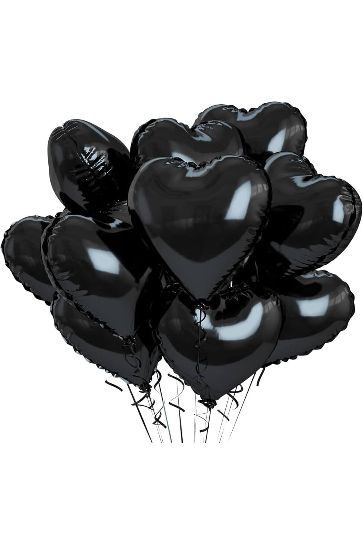 Siyah Folyo kalp balon Hava ve helyum ile uyumlu 25cm kaliteli