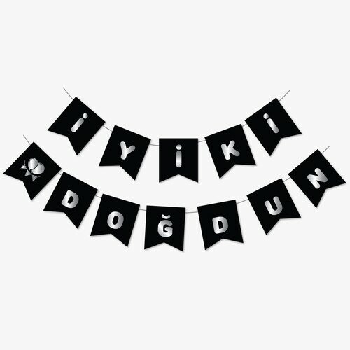 Siyah Silver İyi Ki Doğdun Yaldızlı Banner