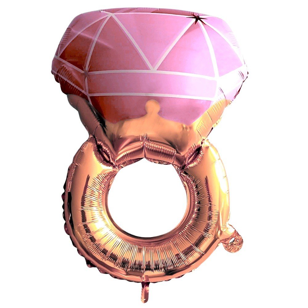 Tek Taş Yüzük Pembe Folyo Balon 46*72